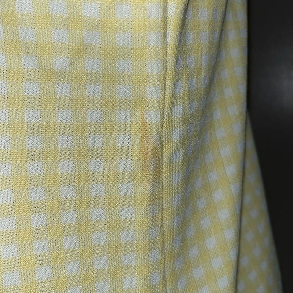 Vintage 70s Yellow Checkered Button Up Top Blouse - Picture 11 of 13